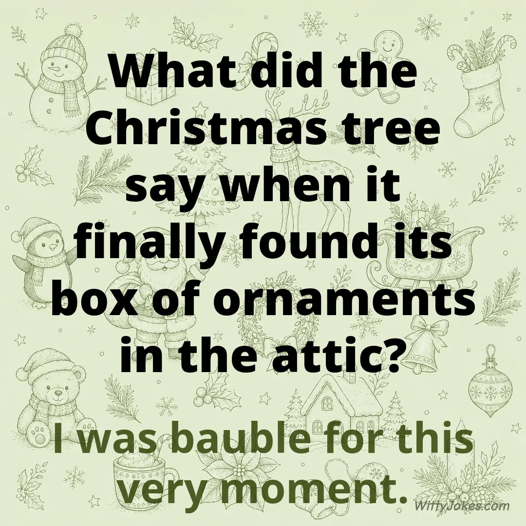 What Did the Christmas Tree Say When It Finally Found Its Ornaments? — Christmas Jokes joke